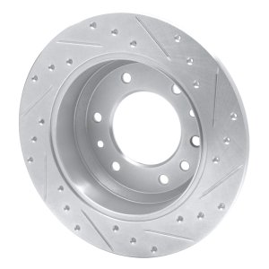 Hyundai Entourage Brake Rotor (1) - Rear Left - R1 Concepts - Drilled & Slotted - Silver - `06-`14